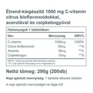 Vitaking C-vitamin 1000mg Bioflavonoid, acerola, csipkebogyó tabletta - 200db - Image 3