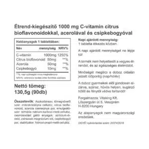 Vitaking C-vitamin 1000mg, Bioflavonoid, acerola, csipkebogyó tabletta - 90db - Image 2