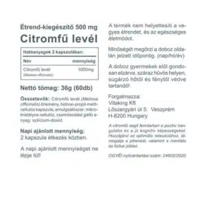 Vitaking Citromfű levél 500mg kapszula - 60db - Image 3