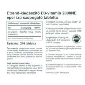 Vitaking D3-vitamin 2000NE szopogató tabletta - 210db - Image 3