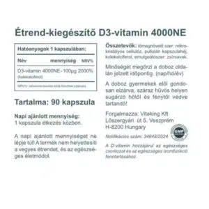 Vitaking D3-vitamin D-4000NE kapszula - 90db - Image 2