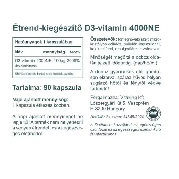 Vitaking D3-vitamin D-4000NE kapszula - 90db - Image 2