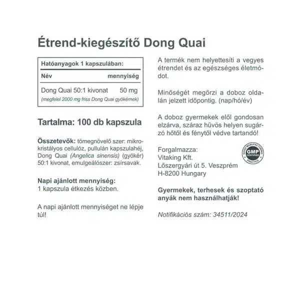 Vitaking Dong Quai kivonat kapszula - 100db - Image 2