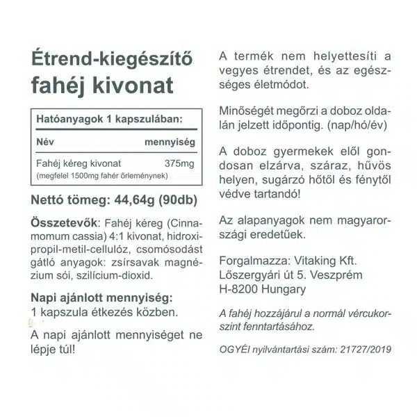 Vitaking Fahéj kéreg kapszula - 90 db - Image 3