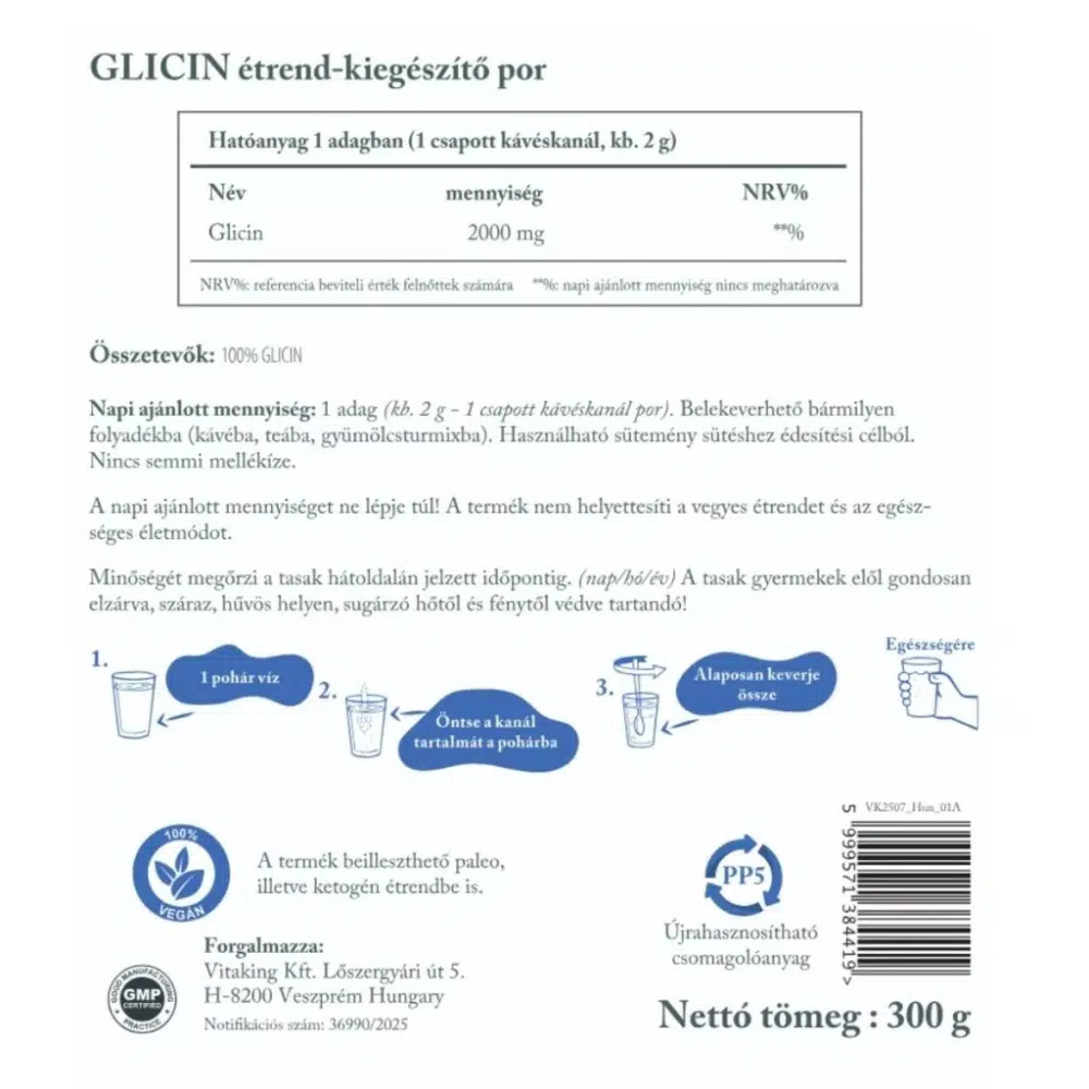 Vitaking Glicin TASAKOS italpor - 300g - Image 2