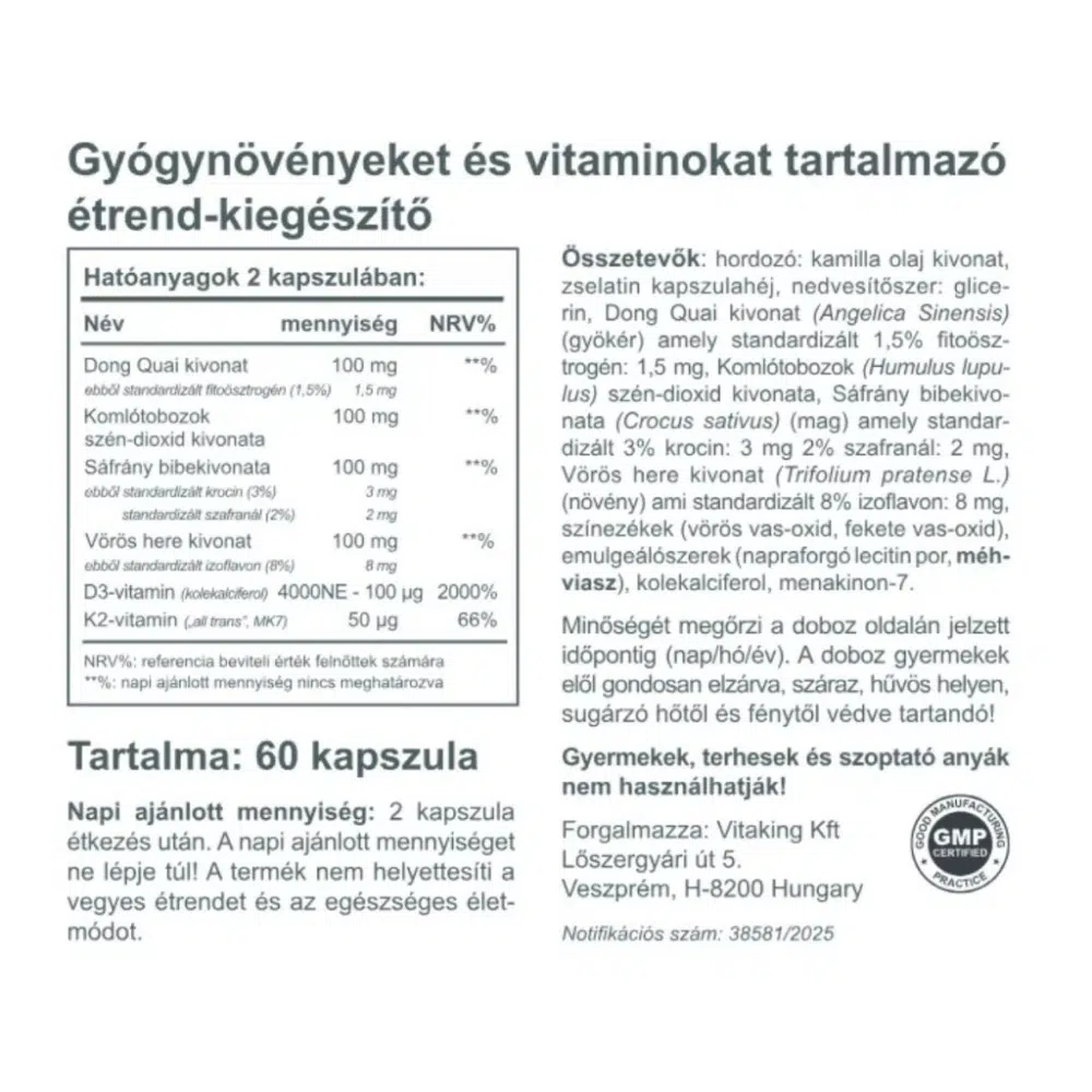 Vitaking Gyógynövény Komplex 50+ nőknek kapszula - 60db - Image 2