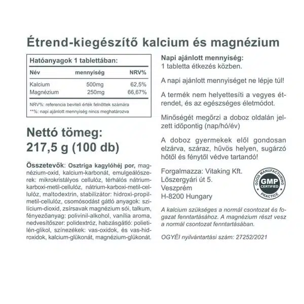 Vitaking CalMag tabletta - 100db - Image 2
