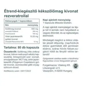 Vitaking Szőlőmag kivonat + Rezveratrol kapszula - 80db - Image 2