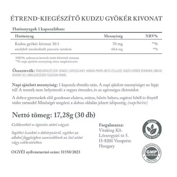 Vitaking Kudzu gyökér kivonat kapszula - 30db - Image 2