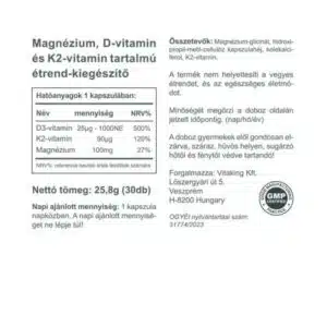 Vitaking MagneTrio Mg + K2 + D3-vitamin kapszula - 30db - Image 3