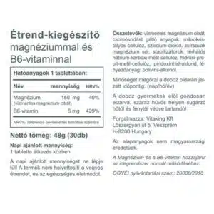 Vitaking Magnesium Citrate 150mg + B6-vitamin tabletta - 30db - Image 2