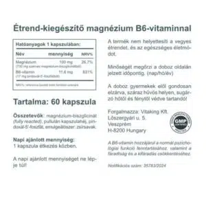 Vitaking Magnézium Biszglicinát + P5P (B6-vitamin) kapszula - 60db - Image 2