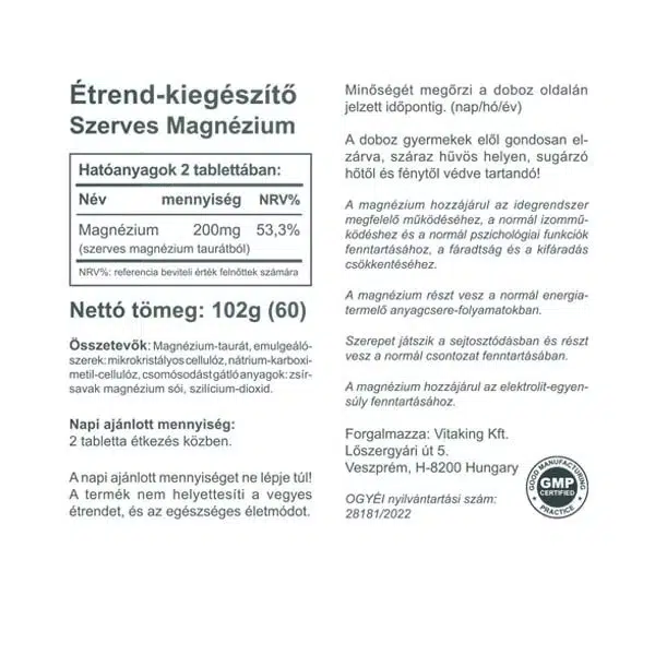 Vitaking Magnézium Taurát tabletta - 60db - Image 2