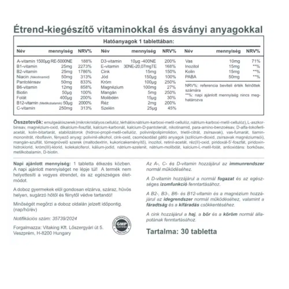 Vitaking Mega-1 Multivitamin - 30db - Image 2