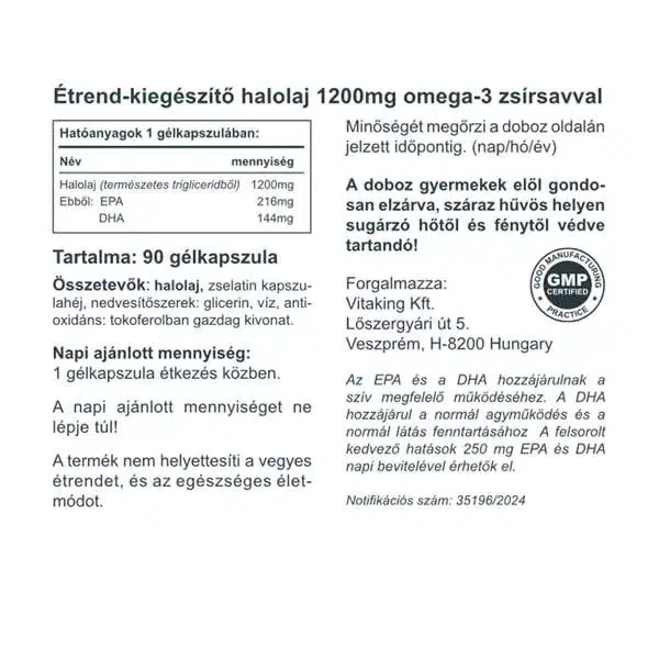 Vitaking Omega-3 1200mg halolaj kapszula - 90db - Image 2
