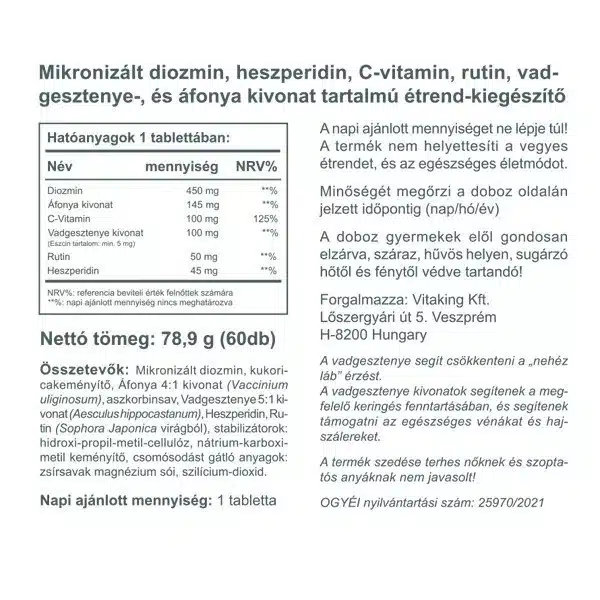Vitaking Vadgesztenye Komplex tabletta - 60db - Image 2