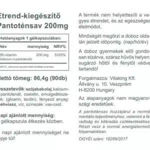 Vitaking Vitamin-B5 pantoténsav-gélkapszula – 90db - Image 2