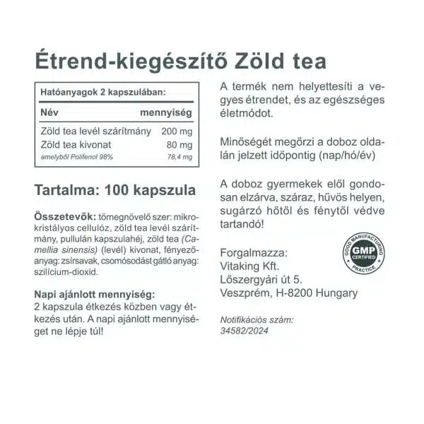 Vitaking Zöld Tea kapszula - 100db - Image 2