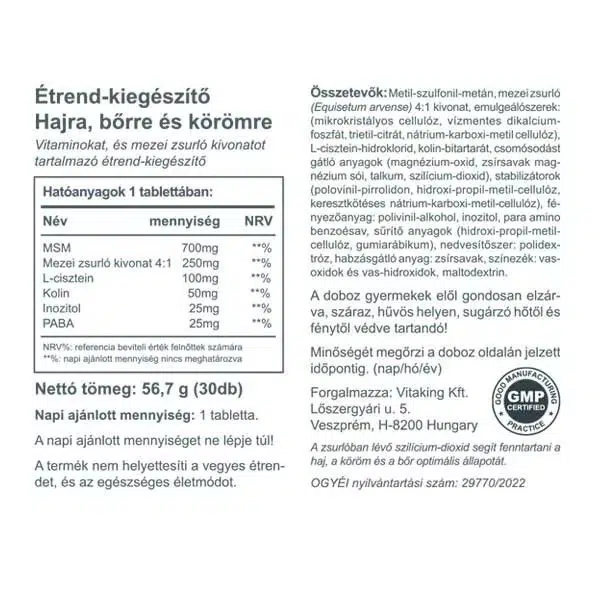Vitaking haj, bőr, köröm szépségvitamin - 30db - Image 3
