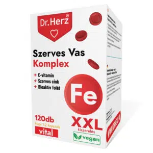 Dr. Herz XXL Szerves Vas komplex+C-vitamin+Szerves Cink+Folát  120db kapszula