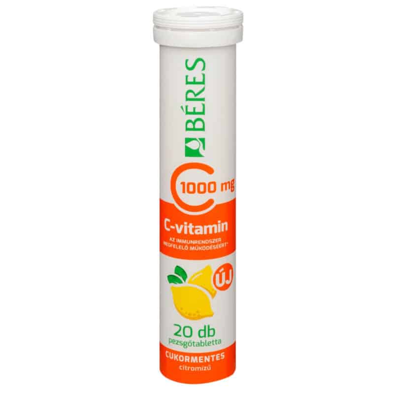 Béres C-vitamin 1000 mg cukormentes pezsgőtabletta citromos 20 db