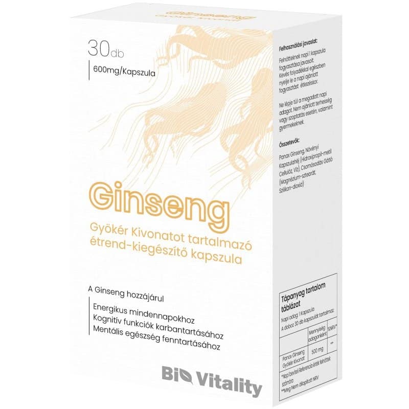 Bio Vitality Ginseng 600mg/növényi kapszula 30db