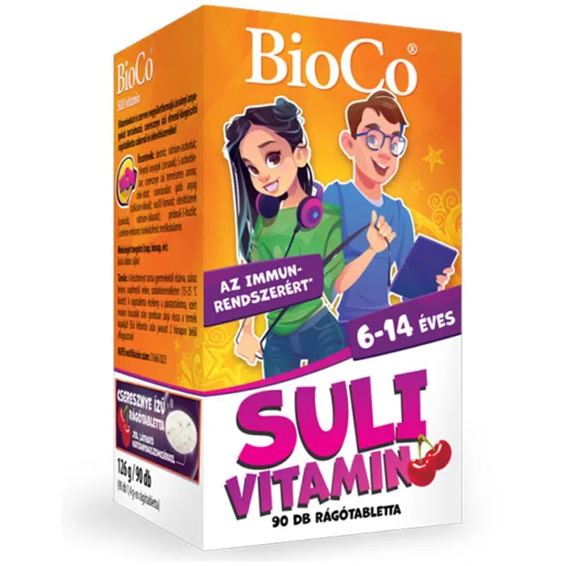 Bioco Suli- Vitamin rágótabletta CSERESZNYE ízű 90db + AJÁNDÉK 15db rágótabletta