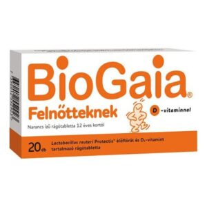 BioGaia Protectis felnőtt narancsos rágótabletta D-vitaminnal 20db