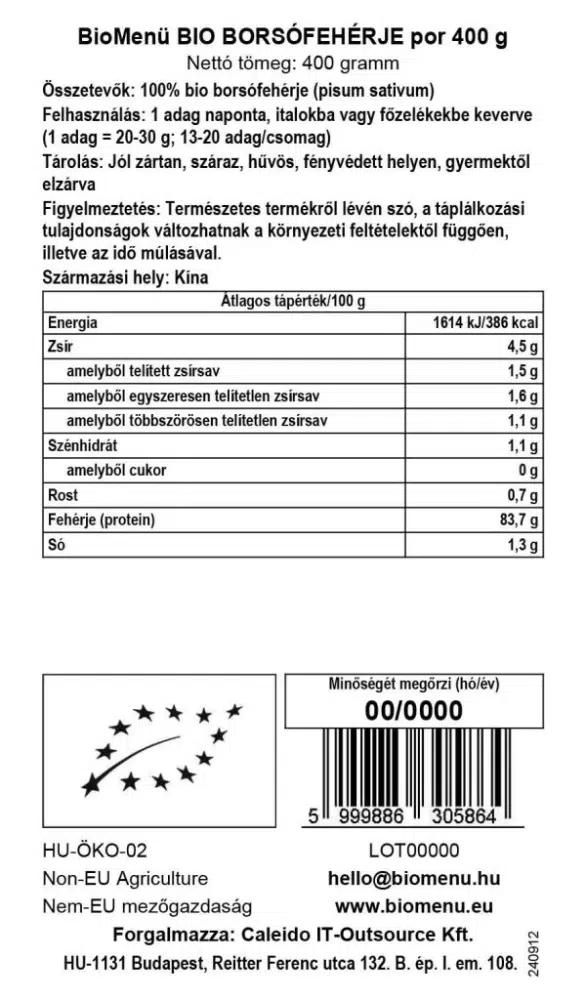 Biomenü Bio Borsófehérje por - 400g - Image 2