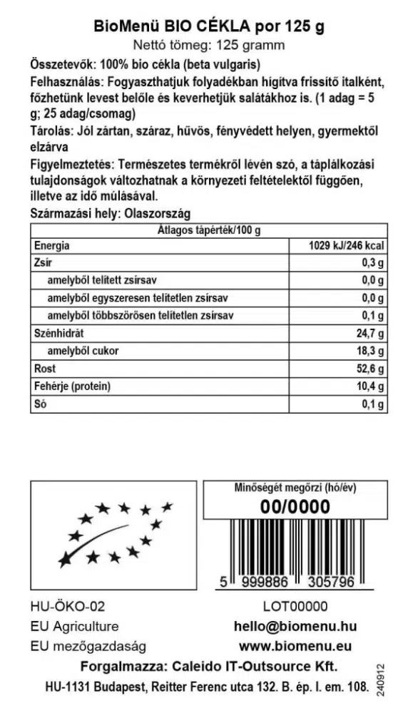 Biomenü bio cékla por - 125g - Image 2