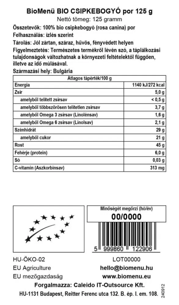 Biomenü Bio Csipkebogyó por - 125g - Image 2
