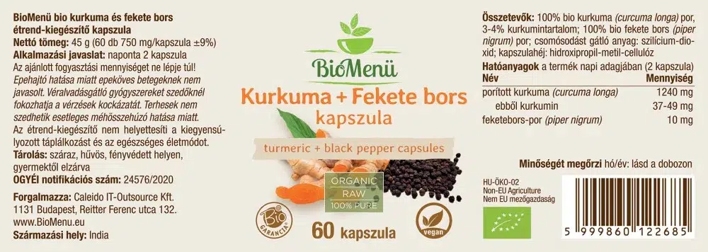 Biomenü Bio Kurkuma+Fekete bors kapszula - 60db - Image 2