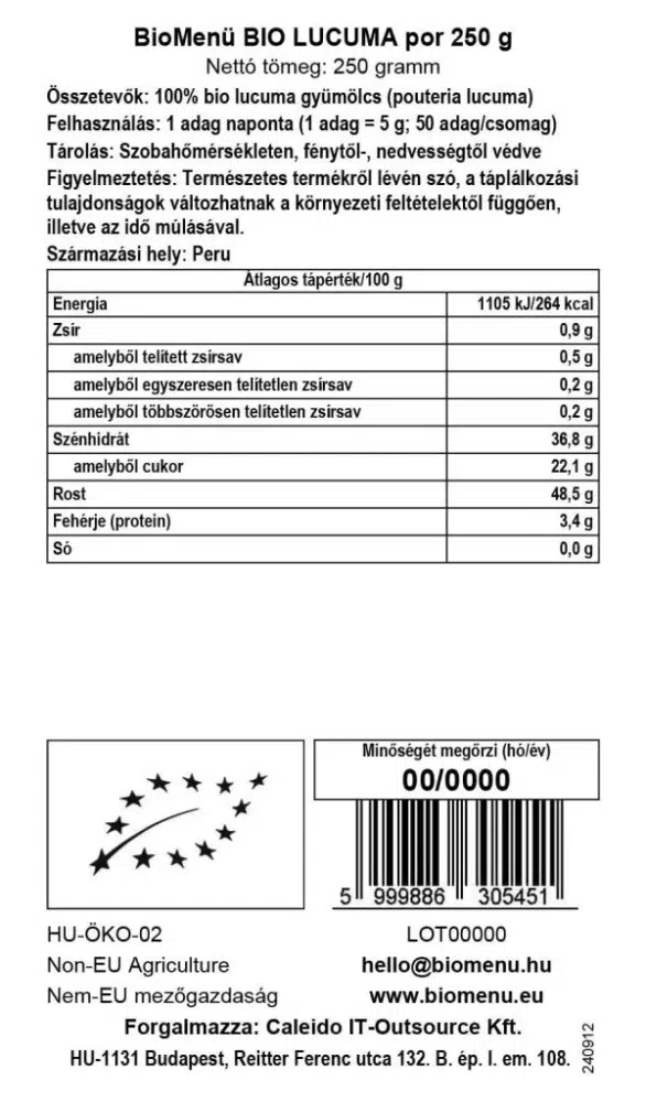 Biomenü bio lucuma por - 250g - Image 2