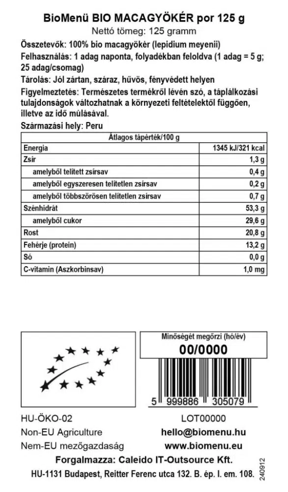 Biomenü bio Macagyökérpor - 125g - Image 2
