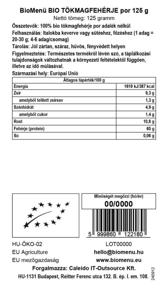 Biomenü Bio tökmagfehérje por - 125g - Image 2