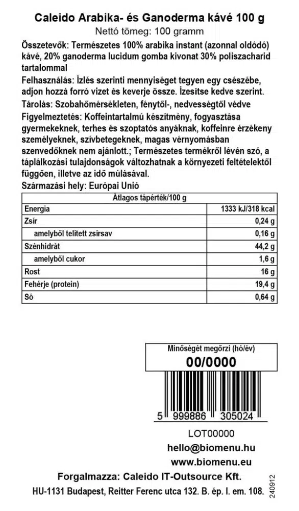 Caleido Arabica & Ganoderma kávé - 100g - Image 2