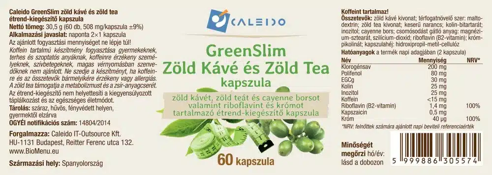 Caleido GreenSlim Zöld kávé és Zöld tea kapszula - 60db - Image 2