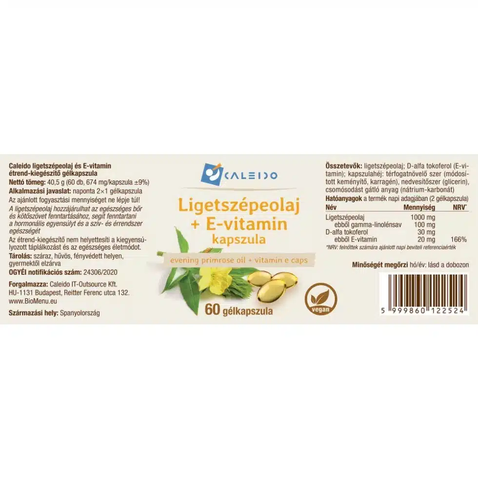 Caleido Ligetszépeolaj + E-vitamin gélkapszula - 60db - Image 2