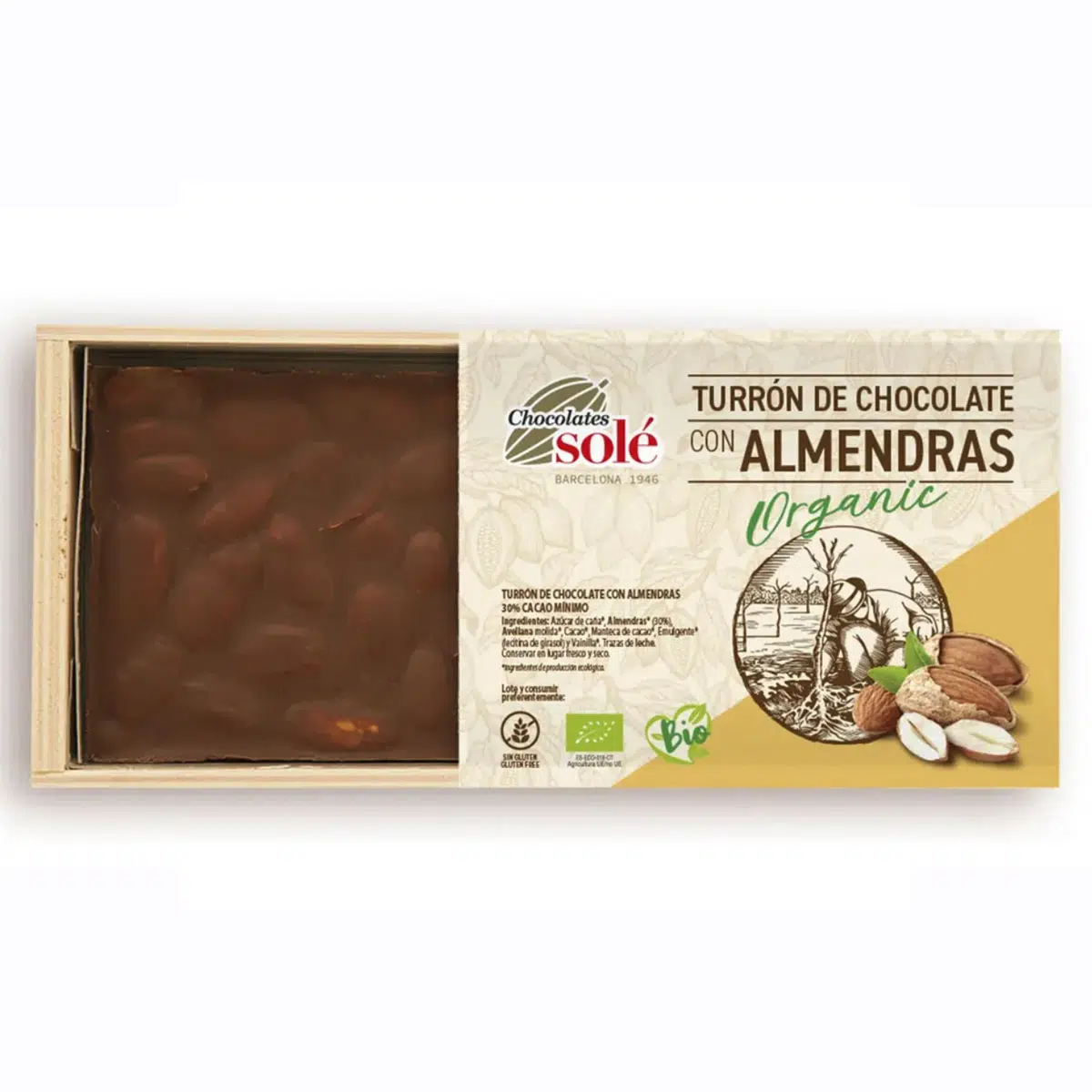 Chocolates Solé Bio csokoládés NUGÁT mandulával 200g
