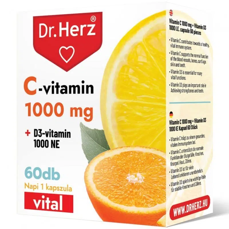Dr. Herz C-vitamin 1000 mg + D3-vitamin 1000 NE kapszula 60db doboz