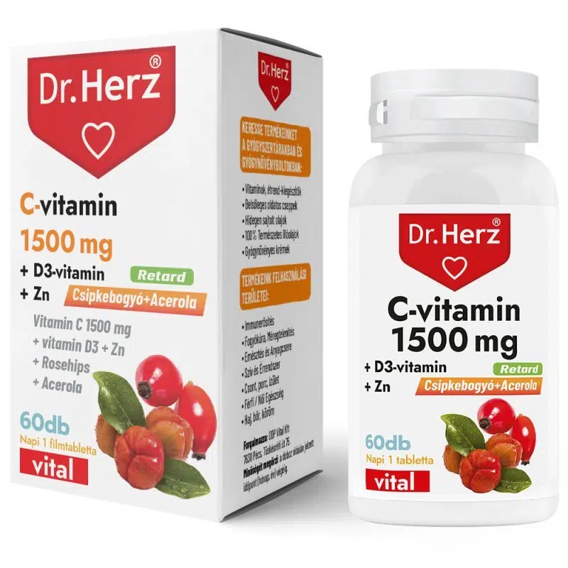 Dr. Herz C-vitamin 1500mg +D3+cink+csipkebogyó
