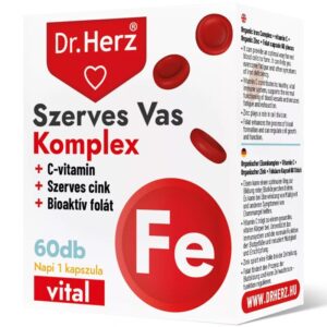 Dr. Herz Szerves Vas komplex+C-vitamin+Szerves Cink+Folát 60db kapszula
