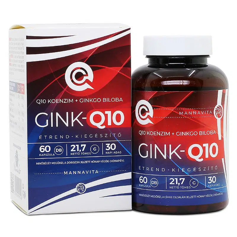 Mannavita GINK-Q10 - Q10 koenzim + Ginkgo Biloba komplex 60db