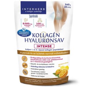 Interherb Kollagén&Hyaluronsav Porcépítő italpor INTENSE NÁDCUKORRAL Narancs-citrus 360g