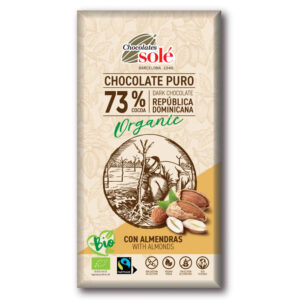 Chocolates Solé 73% Bio MANDULÁS Étcsokoládé 150g