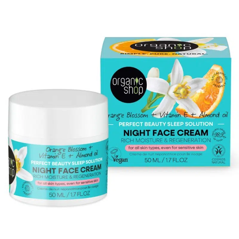 Organic Shop Éjszakai arckrém narancsvirággal E-vitaminnal és mandulaolajjal 50ml