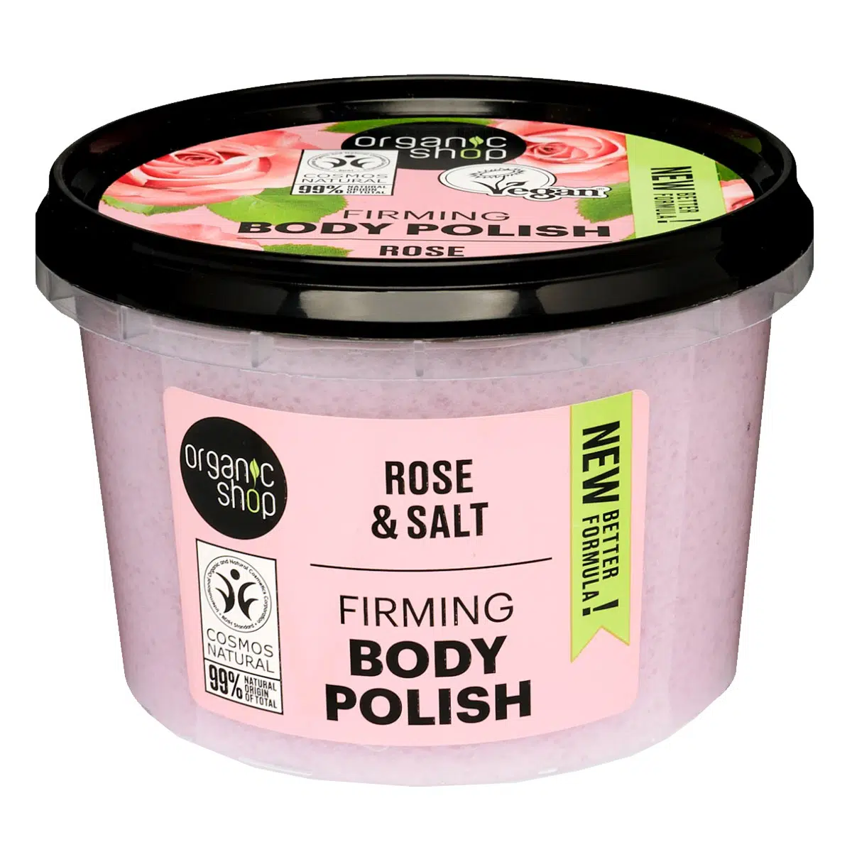 Organic Shop Frissítő/Feszesítő testpolír rózsával és sóval 250ml