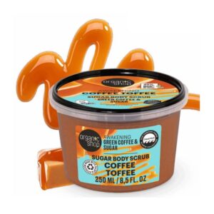Organic Shop “Kávékaramell” Ébresztő testradír zöld kávéval és cukorral 250ml