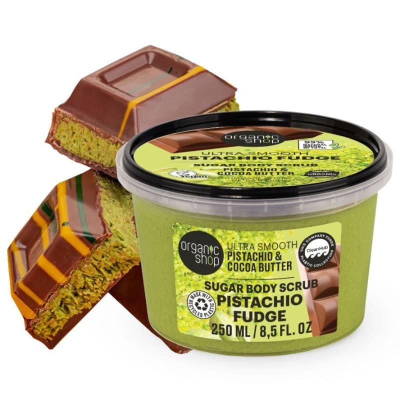 Organic Shop “Pisztáciakaramell” Kisimító testradír pisztáciával és kakaóvajjal 250ml