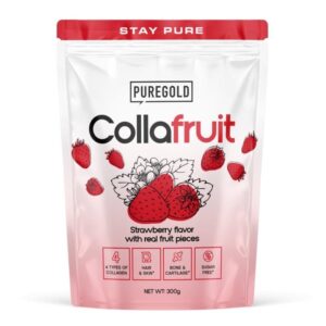Pure Gold Collafruit Marha kollagén italpor gyümölcsdarabokkal (tasakos) - Strawberry (eper) 300g